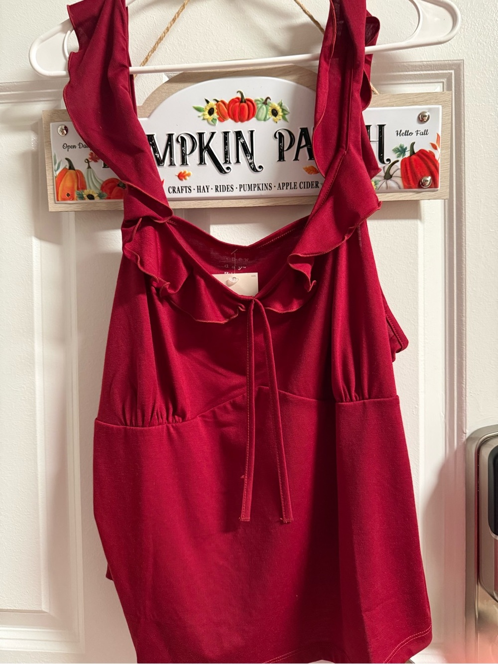 a new day Burgundy Ruffle Tie-Front Camisole
